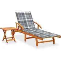 vidaXL Sonnenliege mit Tisch und Auflage Akazie Massivholz