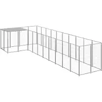 vidaXL Hundezwinger Silbern 7,26 m2 Stahl 3082243