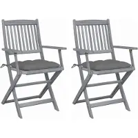 vidaXL Klappbare Gartenstühle 2 Stk. mit Kissen Massivholz Akazie