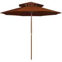 vidaXL Sonnenschirm mit Doppeldach und Holz-Mast Terrakotta 270 cm