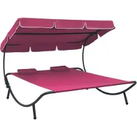 vidaXL Sonnenliege mit Sonnendach und Kissen Rosa