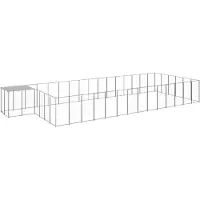 vidaXL Hundezwinger Silbern 26,62 m² Stahl