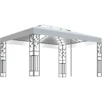 vidaXL Pavillon mit Doppeldach & LED-Lichterkette 3x4 m Weiß