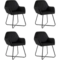 vidaXL Esszimmerstühle 4 Stk. Schwarz Samt