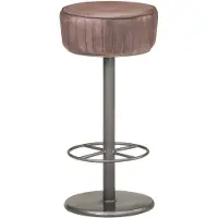 vidaXL Barhocker "Pottum" aus Echtleder mit braungrauem Finish, Stahl mit Rotguss-Finish in Braun. Abmessungen (B/H) 37x76 cm