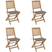 vidaXL Klappbare Gartenstühle 4 Stk. mit Kissen Massivholz Akazie