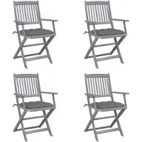 vidaXL Klappbare Gartenstühle 4 Stk. mit Kissen Massivholz Akazie