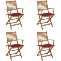 vidaXL Klappbare Gartenstühle 4 Stk. mit Kissen Massivholz Akazie