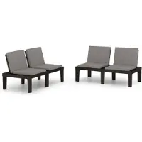 vidaXL Gartenbänke mit Kissen 2 Stk. Kunststoff Grau