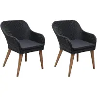 vidaXL Gartenstühle mit Polstern 2 Stk. Poly Rattan Schwarz