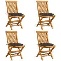 vidaXL Gartenstühle mit Taupe Kissen 4 Stk. Massivholz Teak