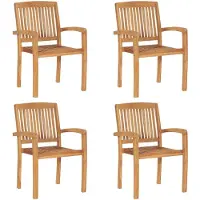 vidaXL Stapelbare Gartenstühle 4 Stk. Massivholz Teak