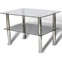 vidaXL Couchtisch mit Ablage Glas