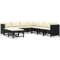 vidaXL 9-tlg Garten-Lounge-Set mit Kissen Poly Rattan Schwarz Modell 9