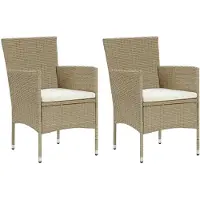 vidaXL Garten-Essstühle 2 Stk. Poly Rattan Beige