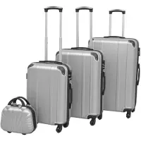 vidaXL Vierteiliges Hartschalen-Trolley-Set Silber