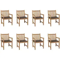 vidaXL Gartenstühle 8 Stk. mit Taupe Kissen Massivholz Teak