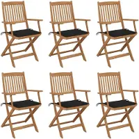vidaXL Klappbare Gartenstühle 6 Stk. mit Kissen Massivholz Akazie