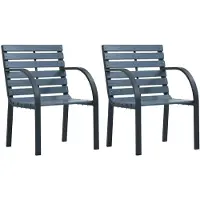 vidaXL Gartenstühle 2 Stk. Grau Holz
