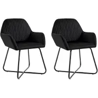 vidaXL Esszimmerstühle 2 Stk. Schwarz Samt