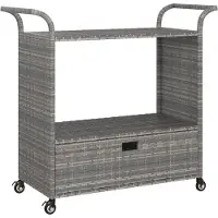 vidaXL Barwagen mit Schublade Grau 100x45x97 cm Poly Rattan