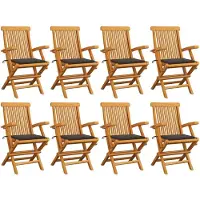 vidaXL Gartenstühle mit Taupe Kissen 8 Stk. Massivholz Teak