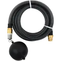 vidaXL Saugschlauch mit Messing-Anschlüssen Schwarz 1,1" 10 m PVC
