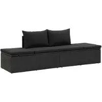 vidaXL Sonnenliege mit Auflage Poly Rattan Schwarz