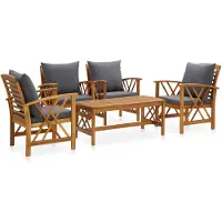 vidaXL 5-tlg. Garten-Lounge-Set mit Auflagen Massivholz Akazie
