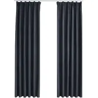 vidaXL - Vorhänge - Verdunkelung - mit - Haken - 2 - Stück - 140x245 - cm - anthrazit