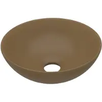 vidaXL Waschbecken Keramik Mattcreme Rund