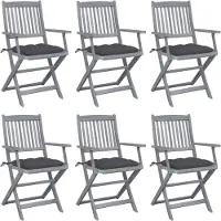 vidaXL Klappbare Gartenstühle 6 Stk. mit Kissen Massivholz Akazie