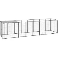 vidaXL Hundezwinger Schwarz 4,84 m² Stahl