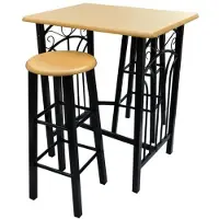 vidaXL Früchstücksbar Hellbraunes Holz Schwarzer Stahl