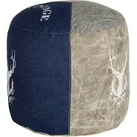WOMO-DESIGN | Pouf Leon blau Baumwolle 35x35x43 cm | NADUVI