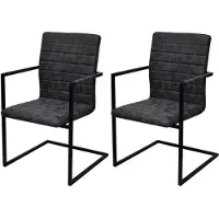 vidaXL Freischwinger 2 Stk. Schwarz Kunstleder