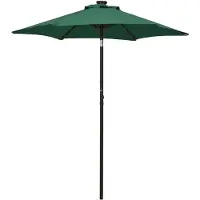 vidaXL Sonnenschirm mit LED-Beleuchtung Grün 200x211 cm Alu