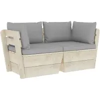 vidaXL Garten-Palettensofa 2-Sitzer mit Kissen Fichtenholz