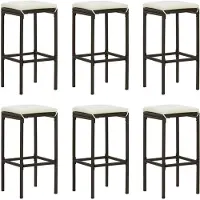 vidaXL Barhocker mit Kissen 6 Stk. Braun Poly Rattan