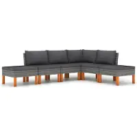 vidaXL 6-tlg. Garten-Lounge-Set mit Kissen Poly Rattan Grau