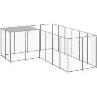 vidaXL Hundezwinger Silbern 4,84 m² Stahl