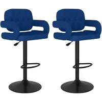 vidaXL Barhocker 2 Stk. Blau Stoff