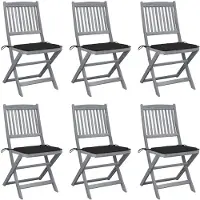 vidaXL Klappbare Gartenstühle 6 Stk. mit Sitzkissen Massivholz Akazie