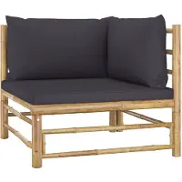 vidaXL Garten-Ecksofa mit Dunkelgrauen Kissen Bambus