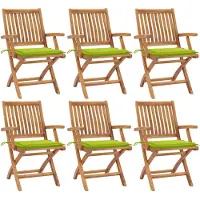 vidaXL Klappbare Gartenstühle mit Kissen 6 Stk. Massivholz Teak