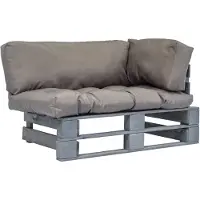 vidaXL Outdoor-Sofa Paletten mit Kissen in Grau Kiefernholz