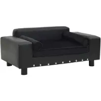 vidaXL Hundesofa Schwarz 81x43x31 cm Plüsch und Kunstleder