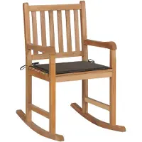 vidaXL Schaukelstuhl mit Taupe Kissen Massivholz Teak