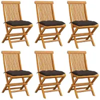 vidaXL Gartenstühle mit Taupe Kissen 6 Stk. Massivholz Teak