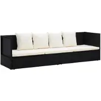 vidaXL Garten-Sofabett mit Kissen Poly Rattan Schwarz
